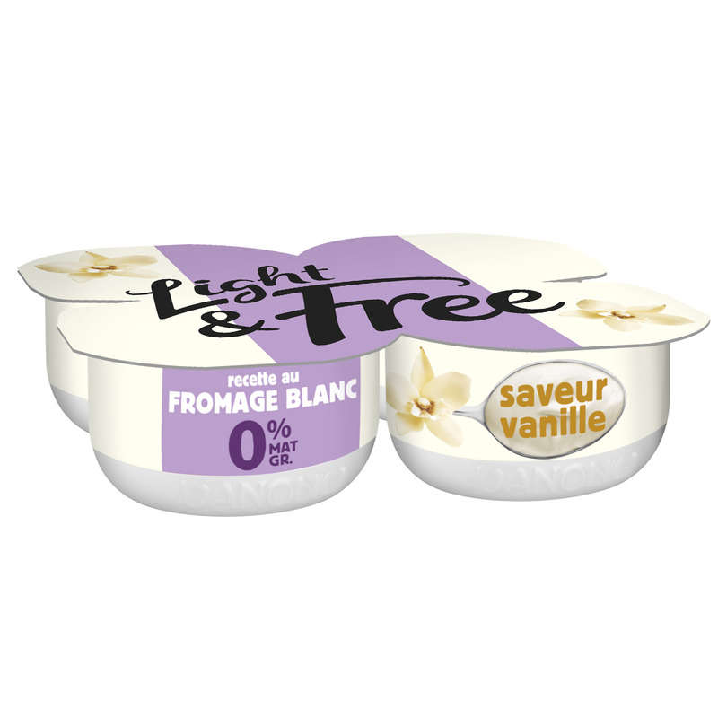 Light & Free Fromage blanc vanille allégé 0% 4x120g