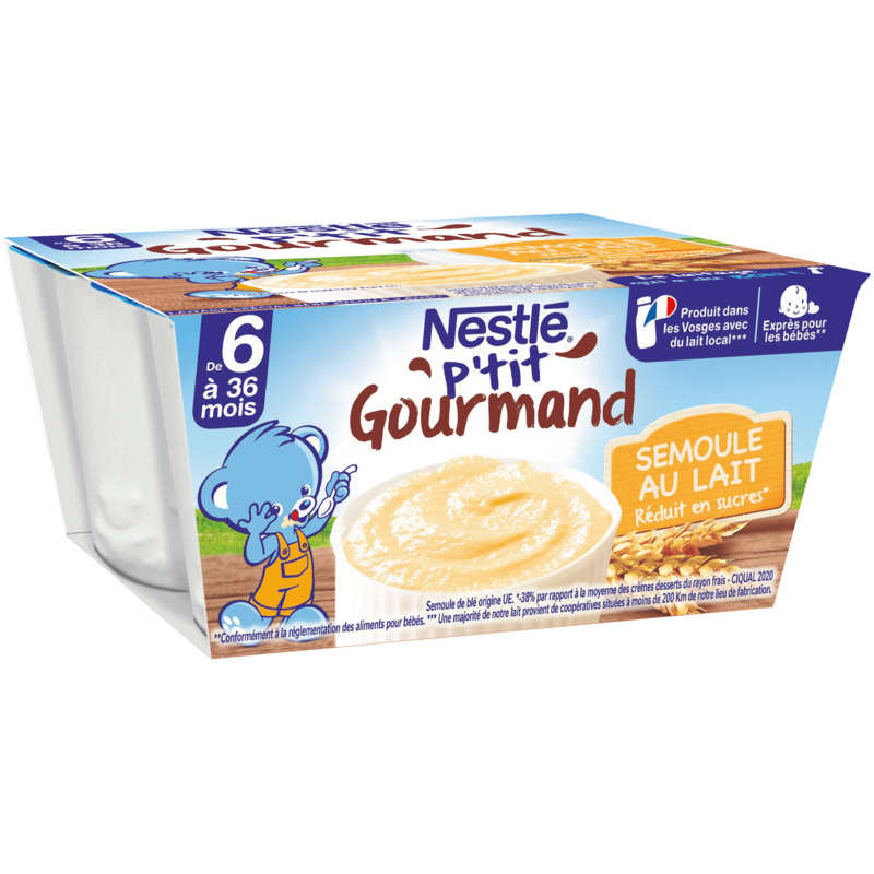 Nestlé P'Tit Gourmand Semoule au Lait dès 6 Mois 4x100g