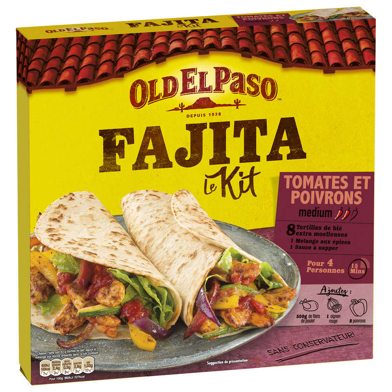 Old El Paso Kit Pour Fajitas Saveur Tomates & Poivrons Medium 500g