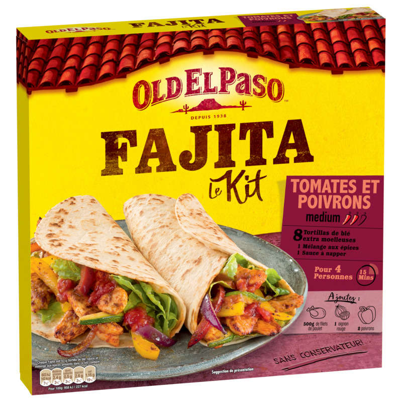 Old El Paso Kit Pour Fajitas Saveur Tomates & Poivrons Medium 500g