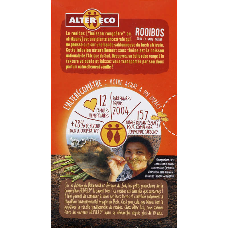 Alter Eco Rooibos Thé Rouge Sans Théine Bio & Equitable 20 Sachets 40G