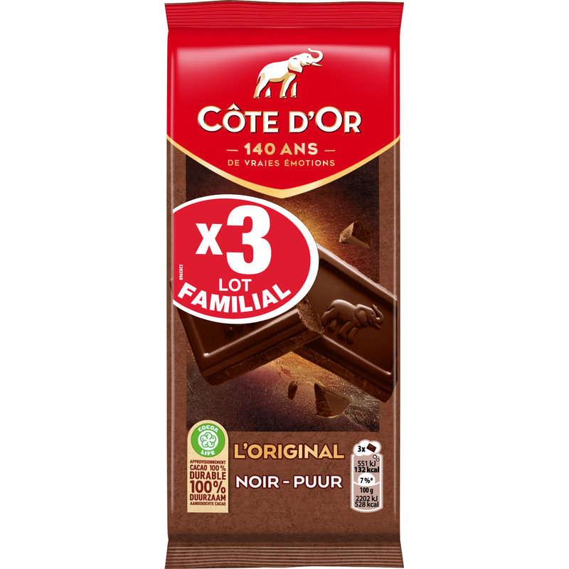 Côte d'Or L'Original Tablette chocolat noir 3x100g