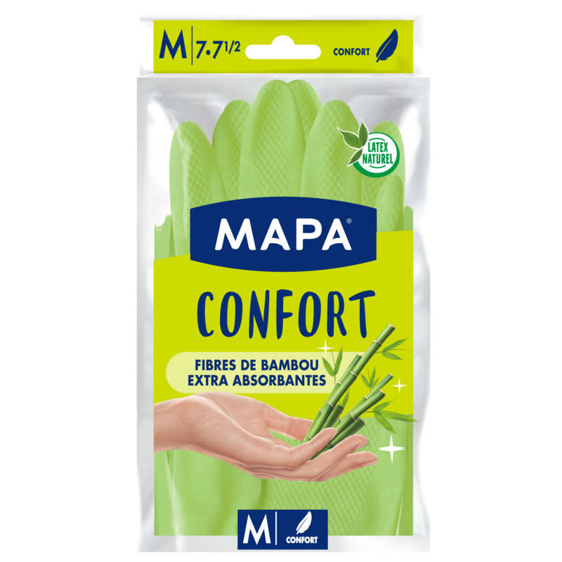 Mapa Gants De Ménage Extra Absorbant, Fibres De Bambou, Taille M 2 X