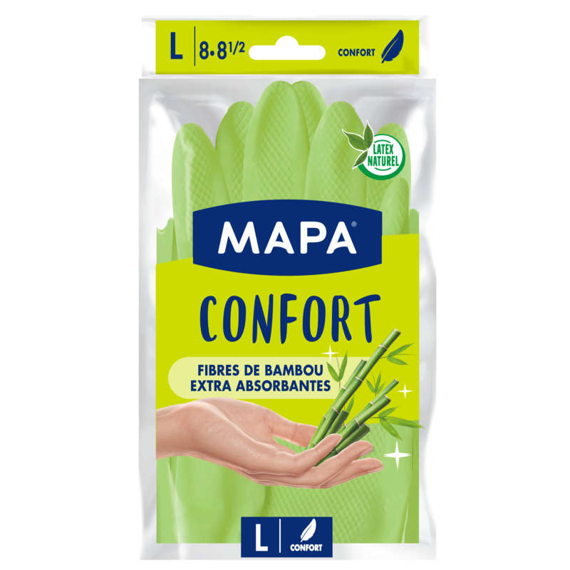 Mapa Gants De Ménage Extra Absorbant, Fibres De Bambou, Taille L 2 x