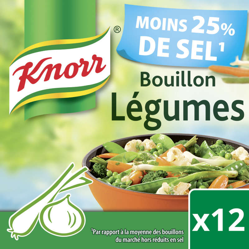 Knorr Bouillon Cube Légumes Réduit en Sel 12 Cubes 109g