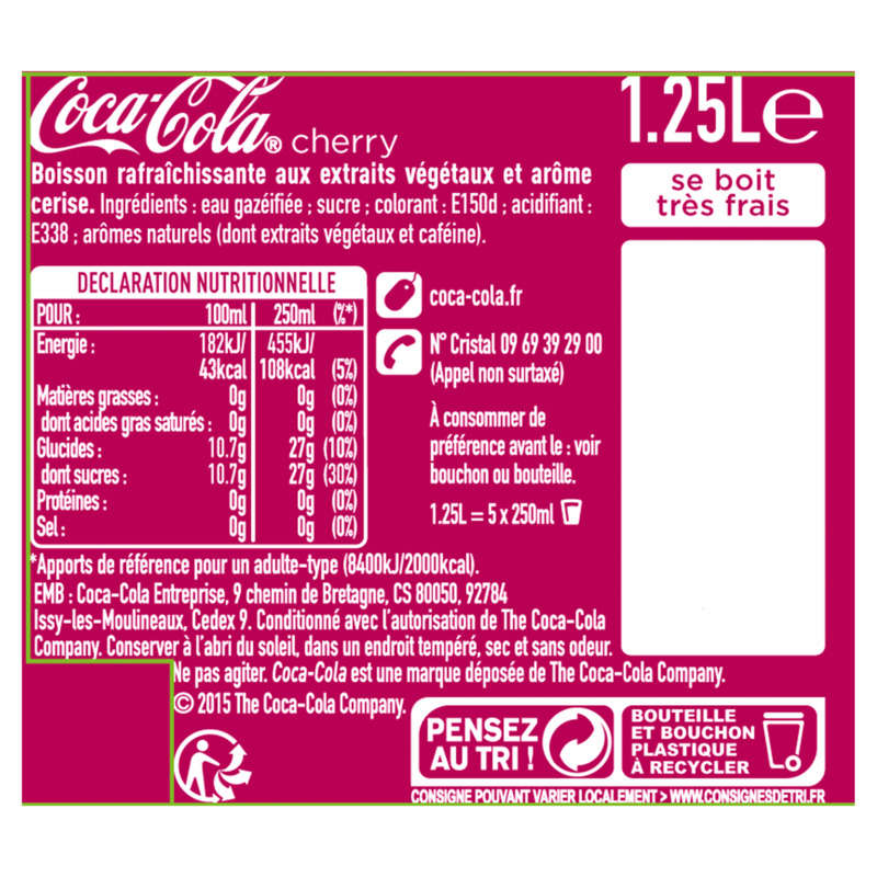 Coca-Cola Cherry Bouteille 1.25L