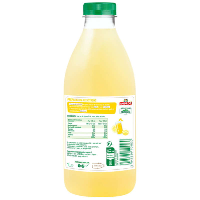 Andros Citrons pressés, préparation pasteurisée de fruits 1L