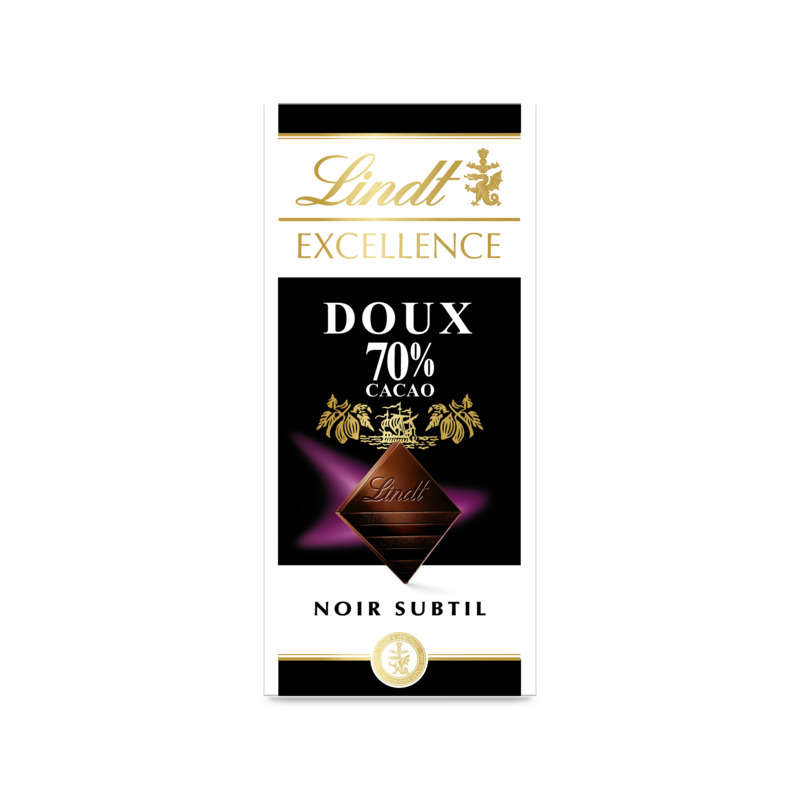 Lindt Excellence Tablette Chocolat Noir Doux 70 % De Cacao 100 G