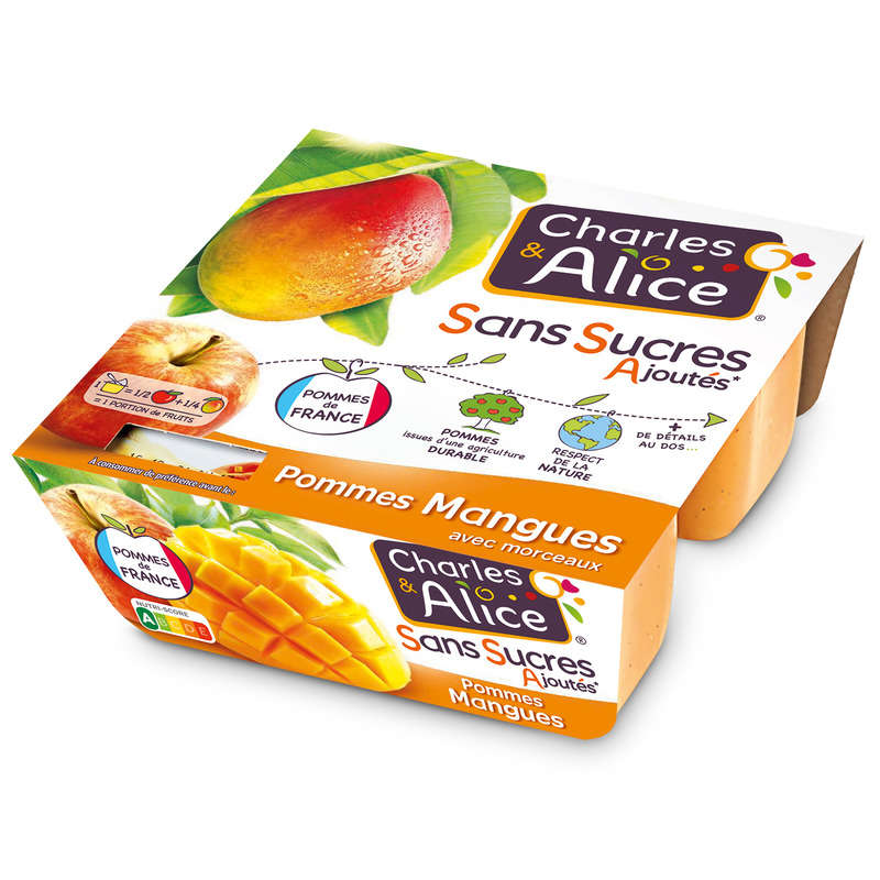 Charles & Alice Desserts fruités pommes et mangues 4x100g