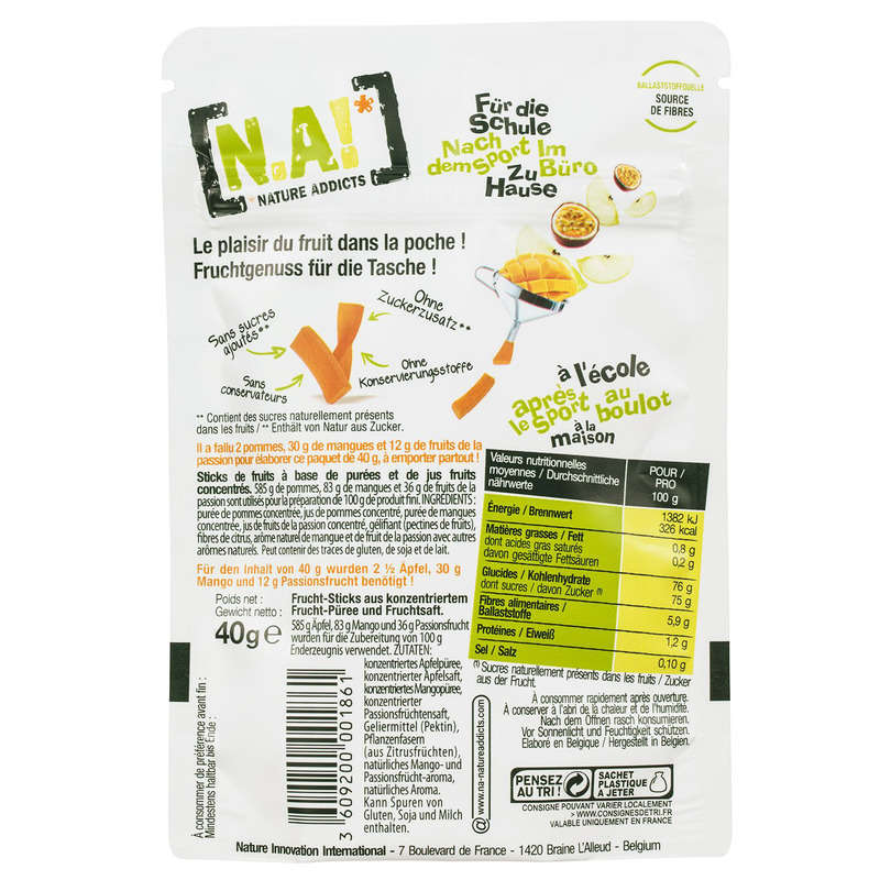 N.A! Sticks De Fruits À Base De Concentrés Mangue 40G