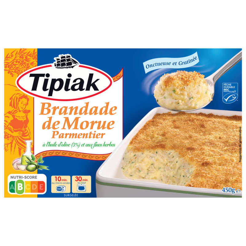 Tipiak Brandade de morue parmentier à l'huile d'olive et fines herbes 450g