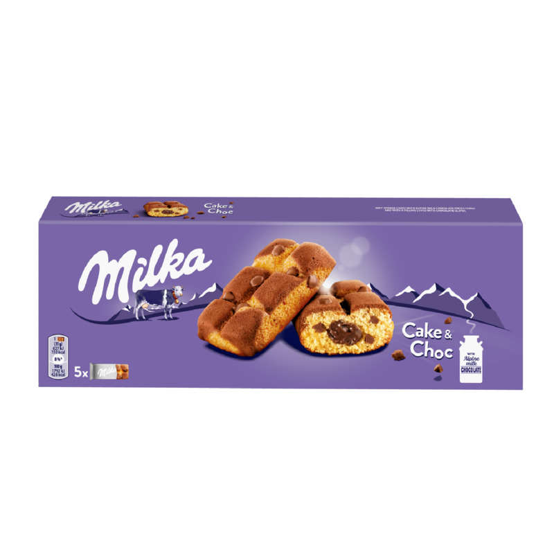 Milka Cake & Choc Gâteaux fourrés aux pépites de chocolat 175g