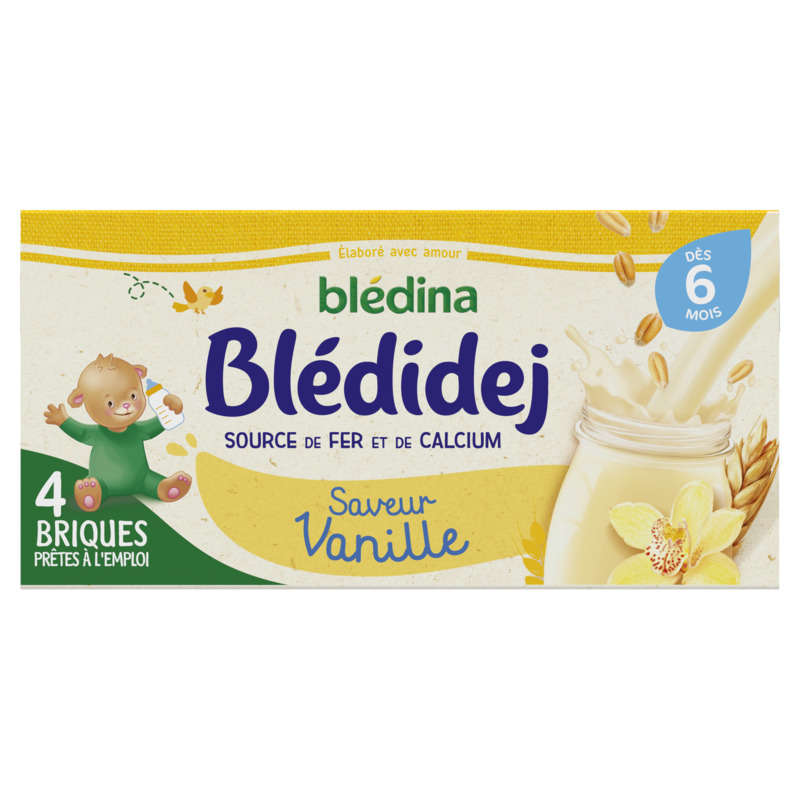 Blédidej Céréales au Lait de Suite Saveur Vanille Dès 6 Mois 4x250ml