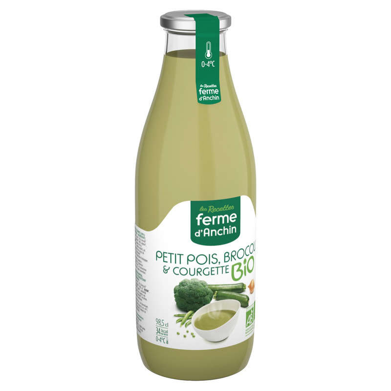 Ferme D'Anchin potage bio petit pois, brocoli courgette 985ml