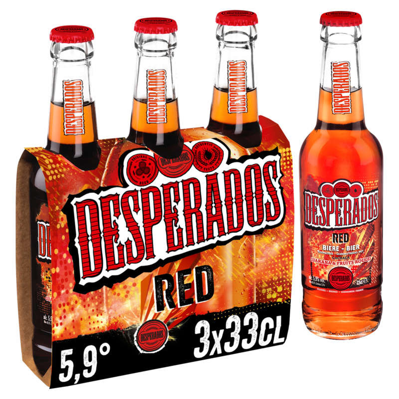 Desperados Red bière aromatisée tequila cachaça guarana 3 x 33 cl 5.9°