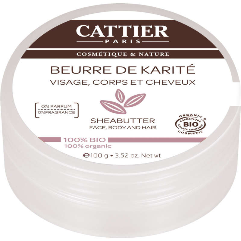 Cattier beurre de karité 100 % bio 100g