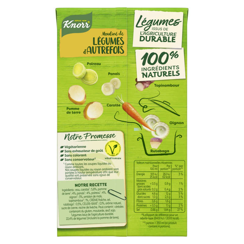 Knorr Soupe Liquide Mouliné aux Légumes d'Autrefois 1L