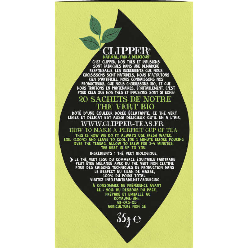 Clipper Thé Vert Bio 35g