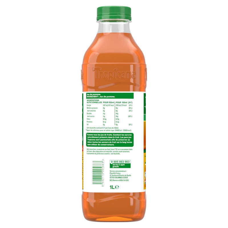 Tropicana Pur Jus De Pomme Pressée La Bouteille De 1L