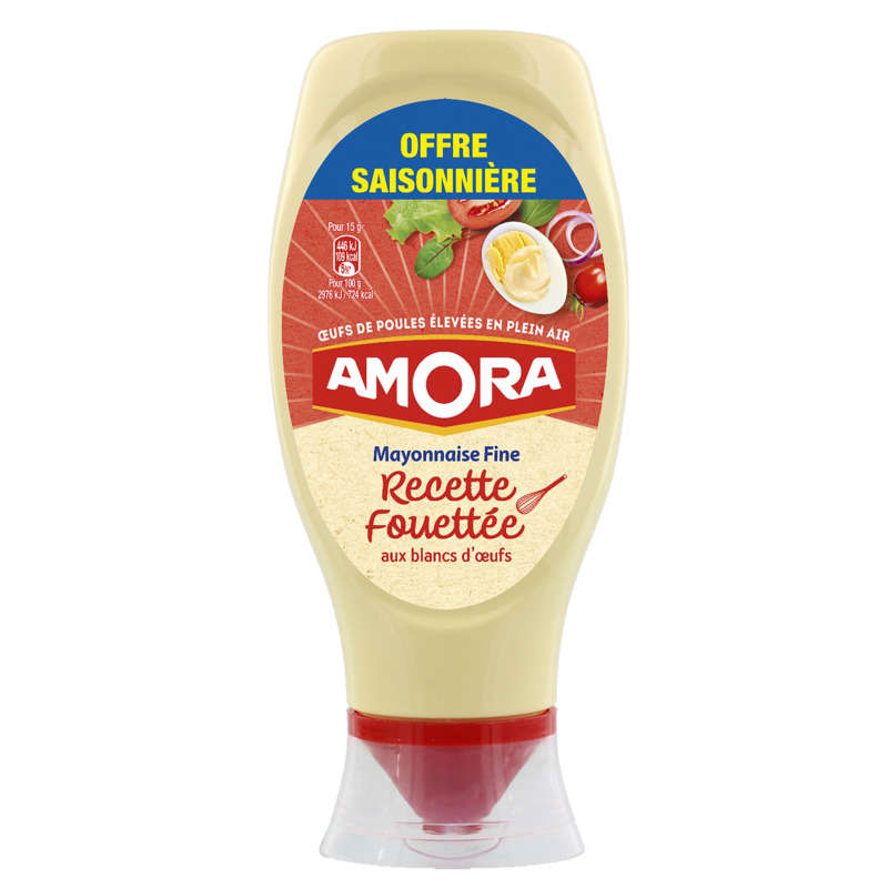 Amora Mayonnaise Fine Recette Fouettée Aux Blancs D’Œufs 398G