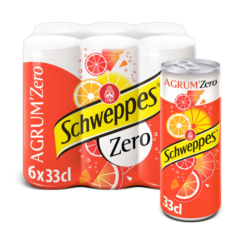 Schweppes Zéro Agrumes Boisson Gazeuse Pack De 6X33 Cl Canettes