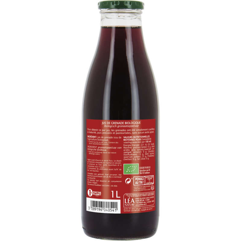 Jardin Bio Jus de grenade bio la bouteille de 1L