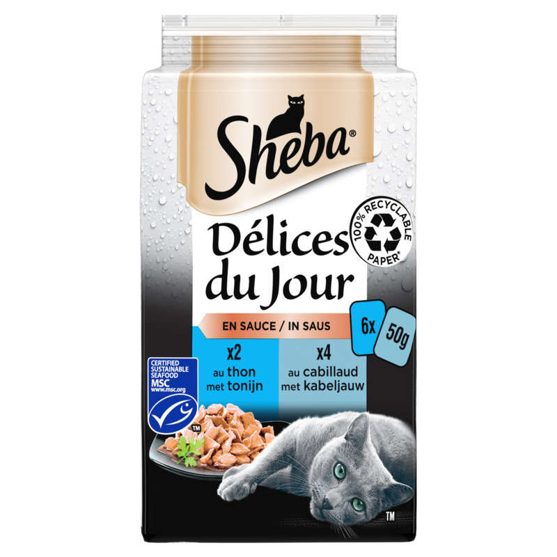 Sheba Sachets Délices du jour en sauce au poisson pour chat 6x50g