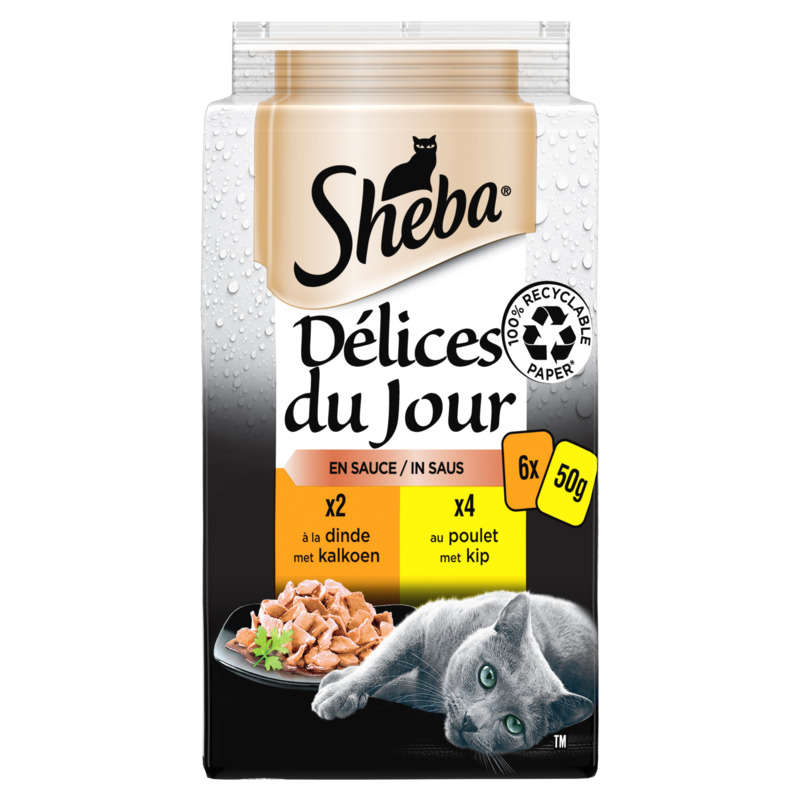 Sheba Délices du Jour Pâtée sauce à la volaille pour chat 6x50g