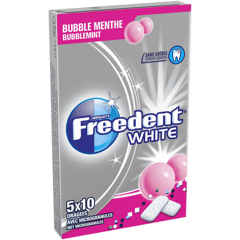 Freedent White Chewing-gum au bubble menthe sans sucre 70g