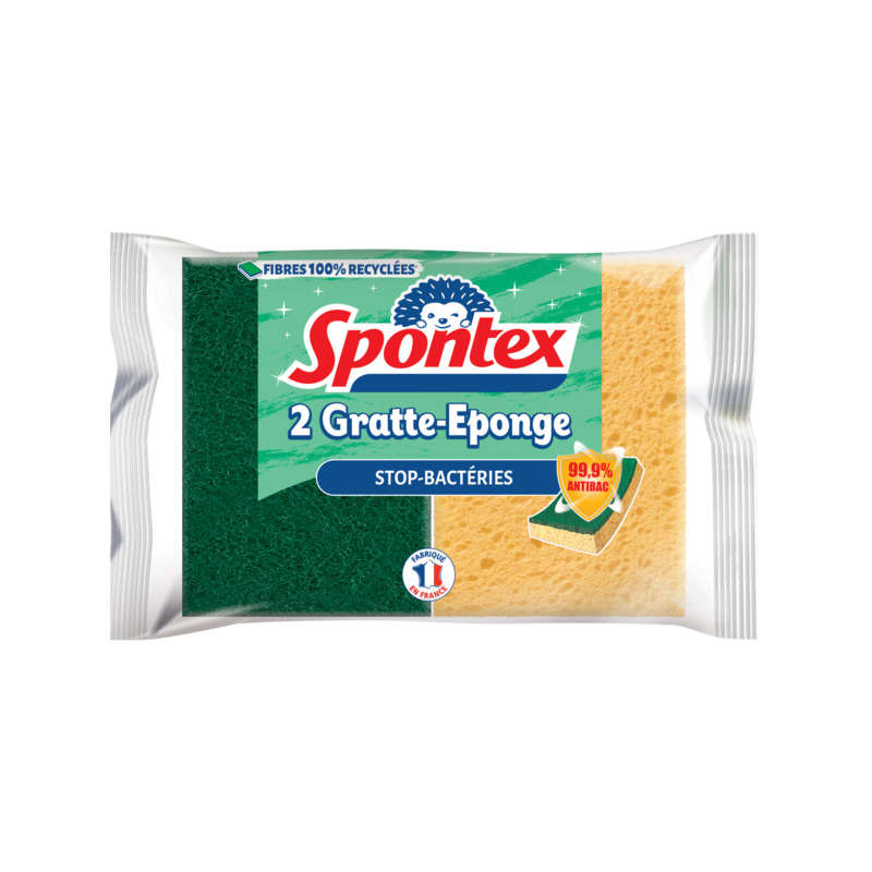 Spontex gratte eponge anti bacterienne le sachet de 2