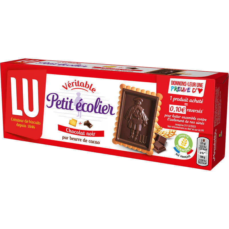 Lu Petit Ecolier Petit Beurre Biscuits nappés au Chocolat Noir 150g