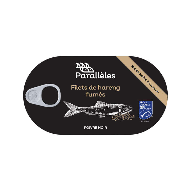 Parallèles Filets de Hareng Fumés poivre noir et huile de tournesol 130g