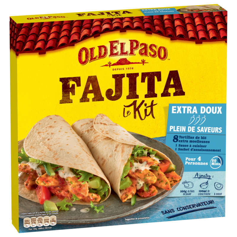 Old El Paso Kit Pour Fajitas Sans Piment Extra Doux 478g