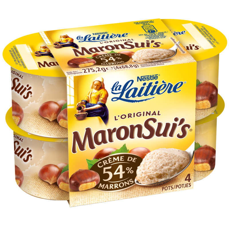 LA LAITIERE Mousses crème de marrons 4 x 68,8g