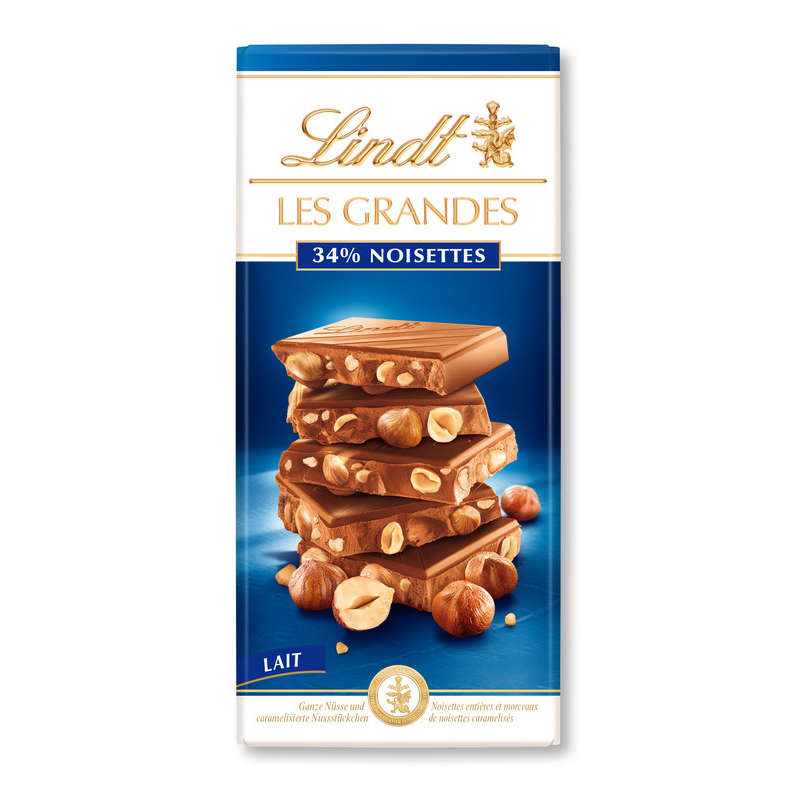 Lindt Tablette Chocolat Les Grandes Lait 34% Noisettes 150 G