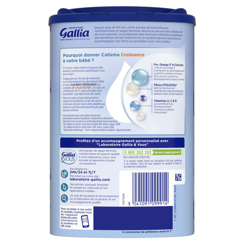 Gallia Lait De Croissance 3 En Poudre + 12 Mois 900G