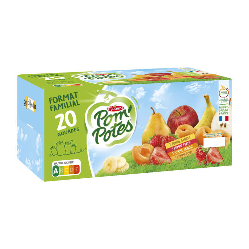 Pom'Potes Compote De Pommes Et Abricot Le Pack De 20X90G