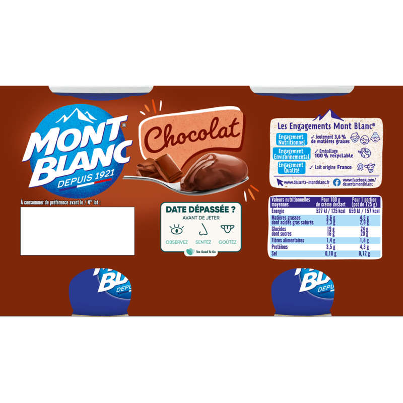 Mont Blanc Crème Dessert Chocolat 4x125g