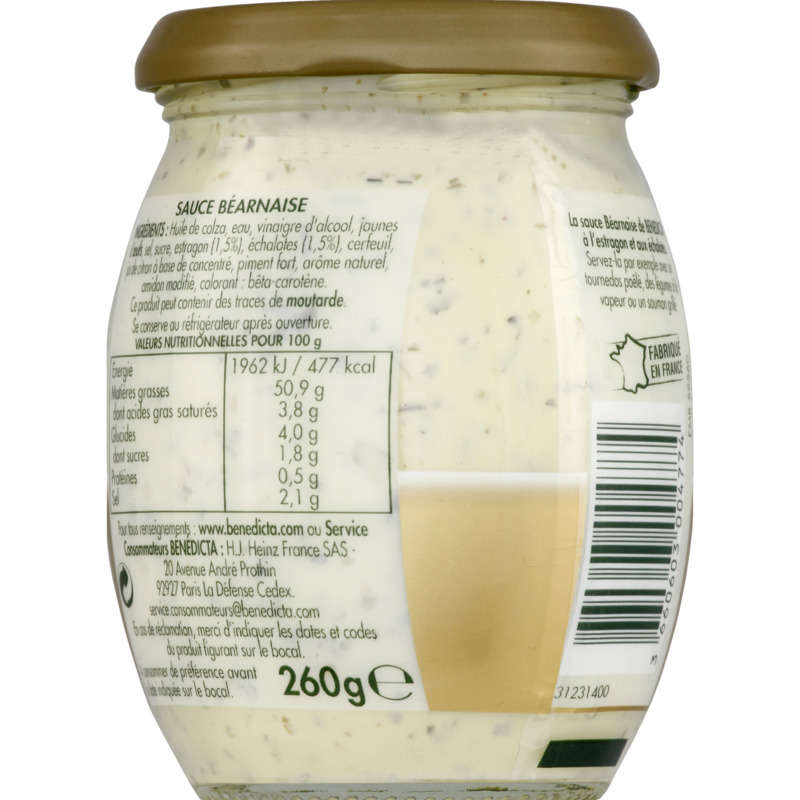 Bénédicta Sauce béarnaise à l'estragon et aux échalotes 260g