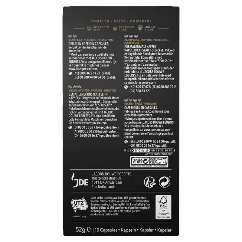 L'Or Espresso Café Supremo intensité 11 x10 capsules 52g