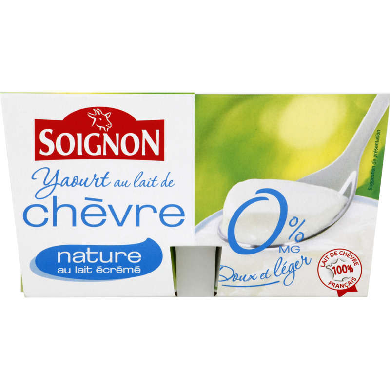 Soignon Yaourt au lait de chèvre nature 0% 4x125g