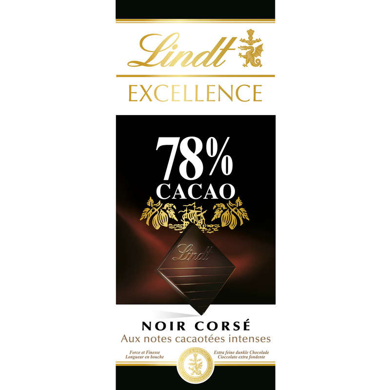 Lindt Excellence Tablette De Chocolat Noir 78% Le Paquet De 100 G