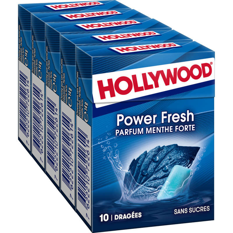 Hollywood Power Fresh Chewing-gum Menthe Forte sans sucres 70g