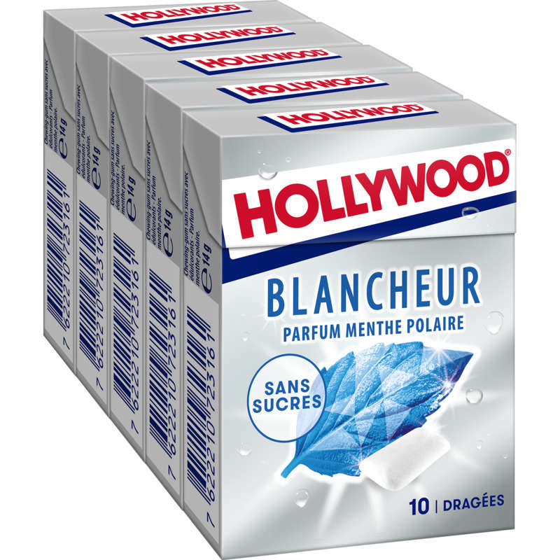 Hollywood Blancheur Chewing-gum Menthe Polaire sans sucres 70g