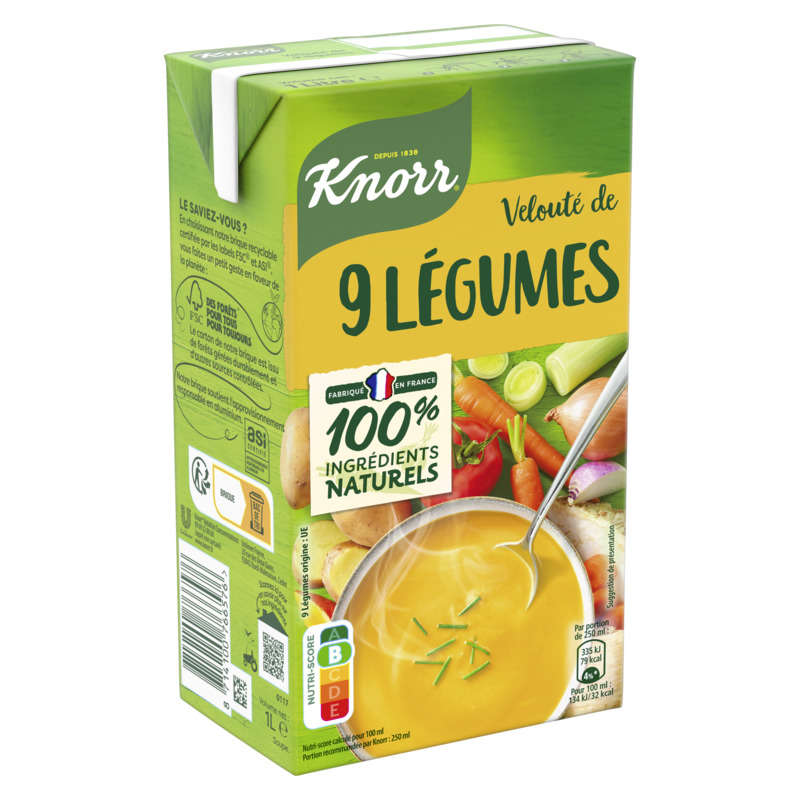 Knorr Soupe Liquide Velouté de 9 Légumes 1l