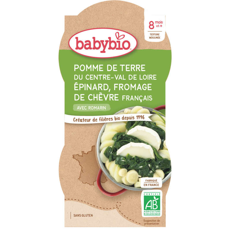 Babybio Pomme de terre du Val de Loire Epinard Chèvre 2x200g