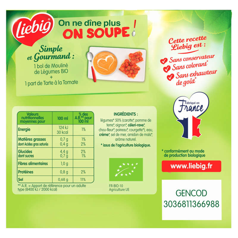 Liebig Mouliné de légumes Bio 2x30cl