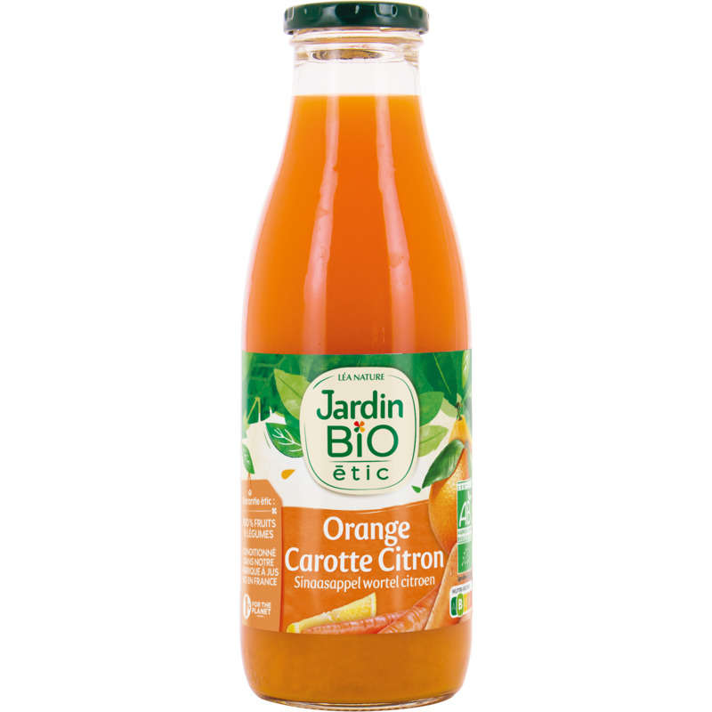 Jardin Bio jus d'orange, citron et carotte la bouteille de 75cl