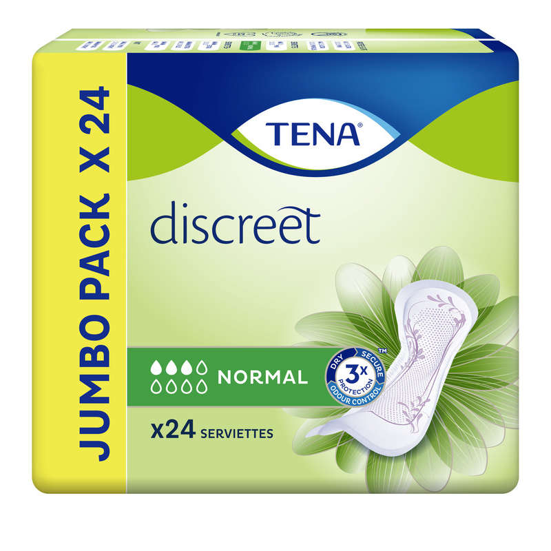 Tena Serviettes Discreet Normal Jumbo Pack X24