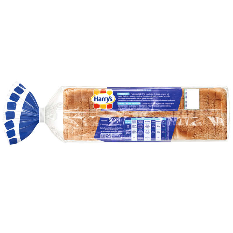 Harrys Pain de Mie Extra-Moelleux Sans Sucres Ajoutés 500g